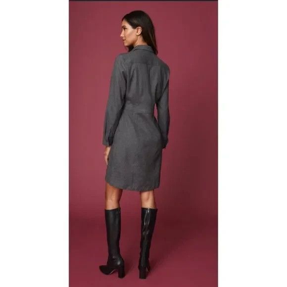 UNTUCKit Portia Cotton Utility Long Sleeve Shirtdress Dress Gray Womens Size 4 - Picture 2 of 15